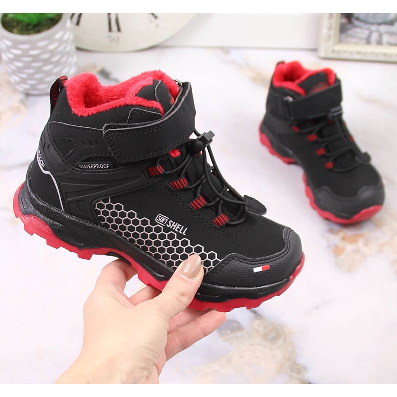 Bottes de neige imperméables pour enfants avec velcro American Club AM904B noir 2