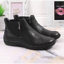 Bottes confortables en cuir pour femmes avec fermetures à glissière Łukbut isolées le noir 4