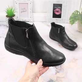Bottes confortables en cuir pour femmes avec fermetures à glissière Łukbut isolées le noir 5
