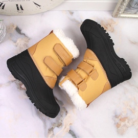 Bottes de neige pour enfants avec velcro isolé camel Big Star KK374237 le noir jaune 2