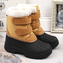 Bottes de neige pour enfants avec velcro isolé camel Big Star KK374237 le noir jaune 3