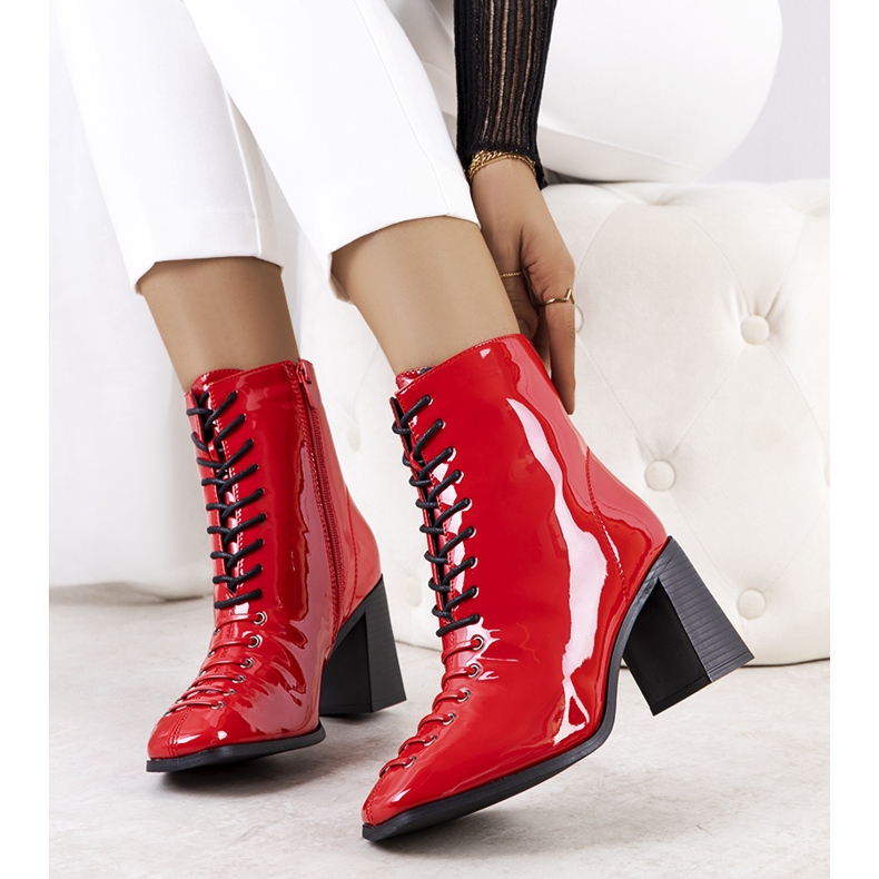 BM Bottes en cuir verni rouge Belisa 1