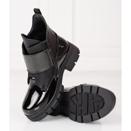 Bottes pour filles en cuir verni écologique Shelovet le noir 1