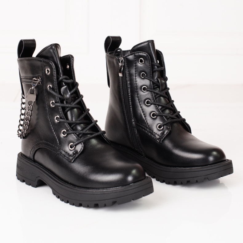 Bottes filles avec chaîne Shelovet noir le noir 1
