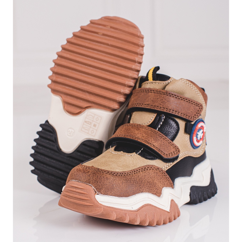 Bottes hautes pour garçon avec velcro Shelovet marron brun 1 Bottes hautes pour garçon avec velcro Shelovet marron brun 1