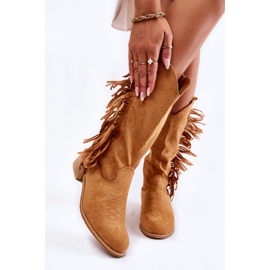 PG2 Santiags Femme Daim À Franges Camel Haddy brun 1