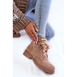 FB2 Bottes chaudes en daim Raiso beige foncé avec fermeture éclair et perles 7