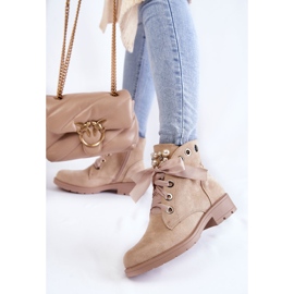 FB2 Bottes Chaudes En Daim Avec Fermeture Éclair Avec Perles Beige Raiso 4