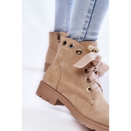 FB2 Bottes Chaudes En Daim Avec Fermeture Éclair Avec Perles Beige Raiso 6