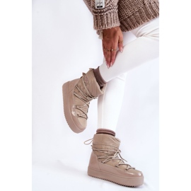 PM1 Bottes De Neige À Lacets À La Mode Pour Femmes Beige Carrios 2 PM1 Bottes De Neige À Lacets À La Mode Pour Femmes Beige Carrios 2