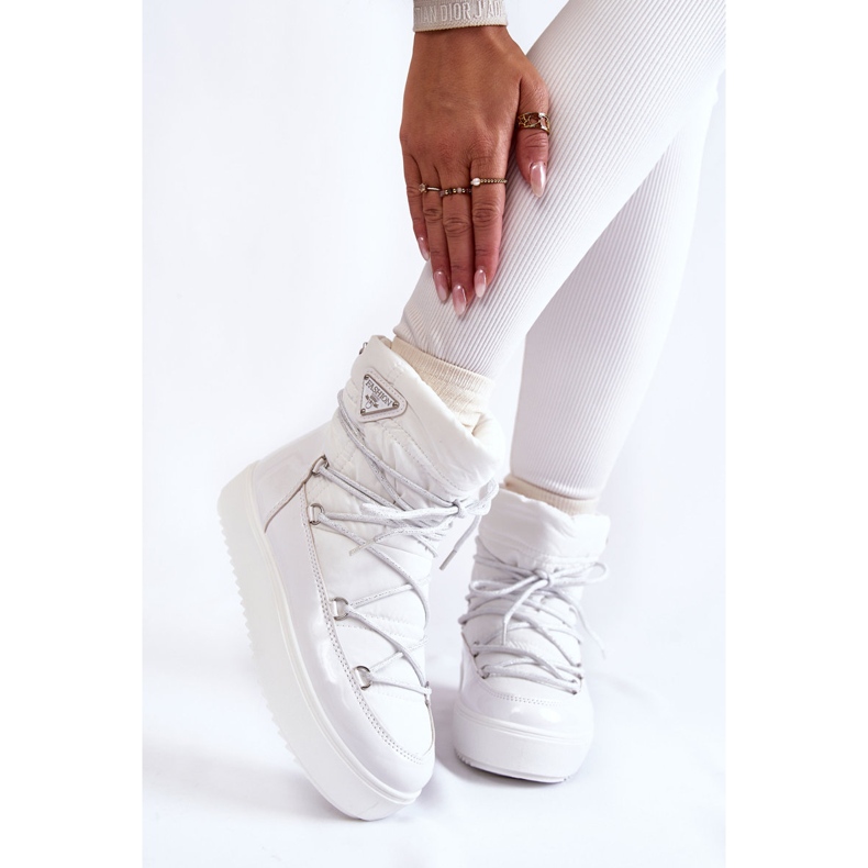 PM1 Bottes de neige à lacets à la mode pour femmes en blanc Carrios blanche 1