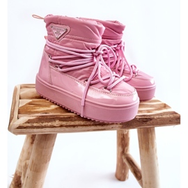 PM1 Bottes de neige chaudes à lacets roses Colina 1