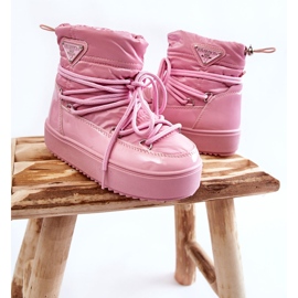 PM1 Bottes de neige chaudes à lacets roses Colina 2