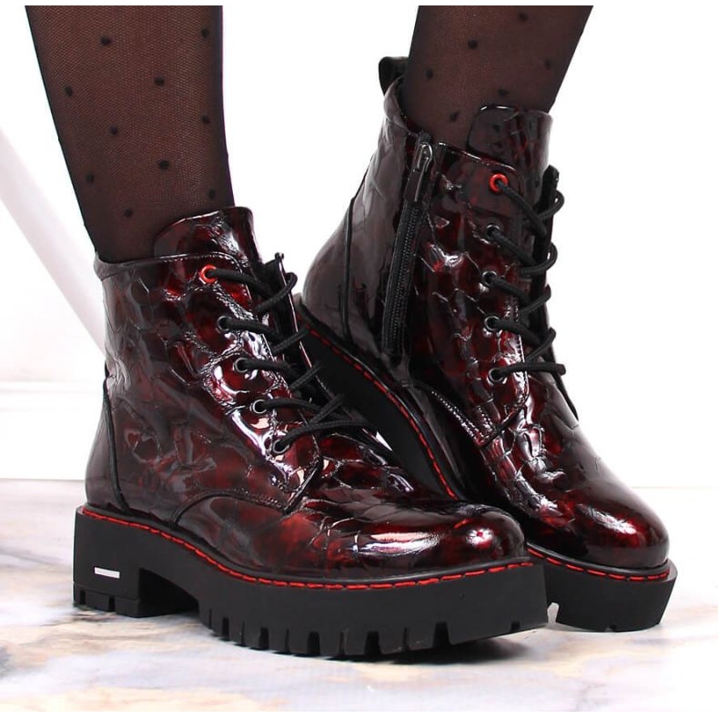 Bottes isolées en cuir laqué Artiker W HBH35 rouge 2