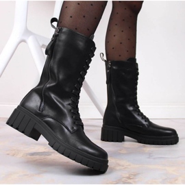 Bottes isolées en cuir Artiker W HBH38A noir 1