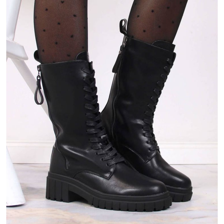 Bottes isolées en cuir Artiker W HBH38A noir 2