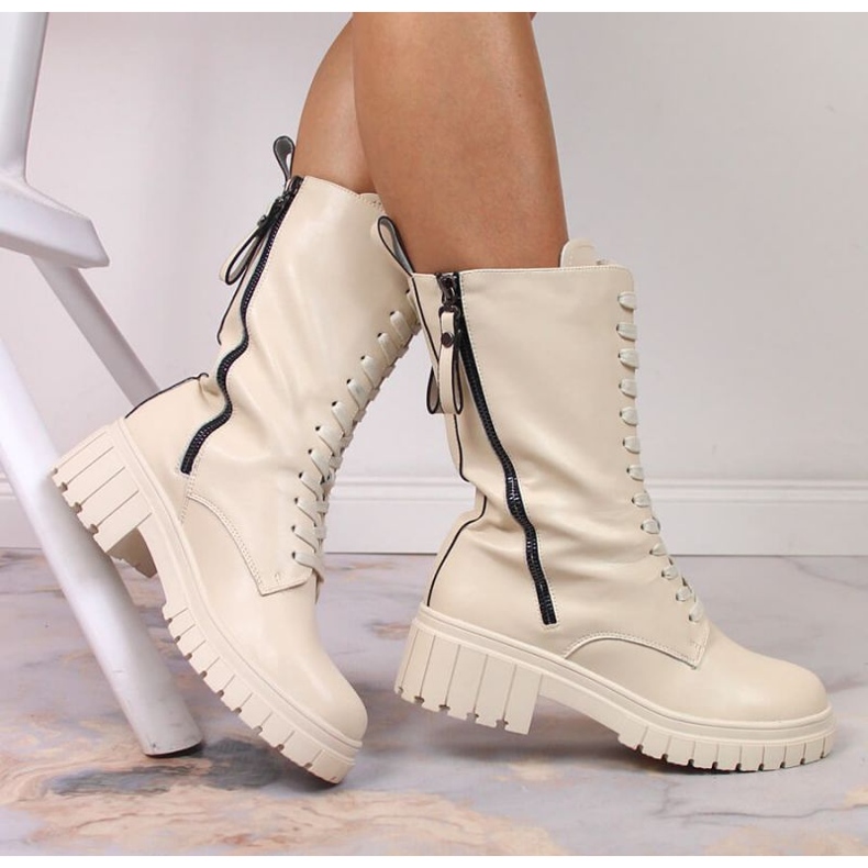 Bottes isolées en cuir Artiker W HBH38B beige 2