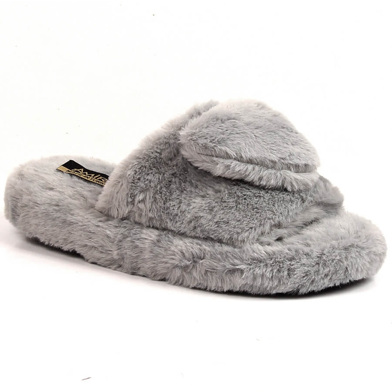 Chaussons en peluche pour femme avec un cœur, gris T.Sokolski 1