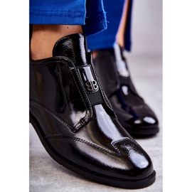 S.Barski Bottines basses en cuir verni avec fermeture éclair, noir le noir 2