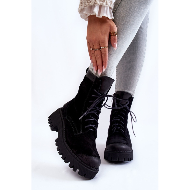 PL5 Bottes chaudes noires en daim classiques Caima 2