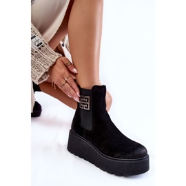 PL5 Bottes en daim pour femmes sur la plate-forme Savira noire massive le noir 7