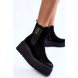 PL5 Bottes en daim pour femmes sur la plate-forme Savira noire massive le noir 6