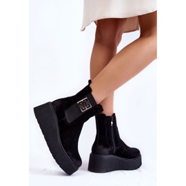PL5 Bottes en daim pour femmes sur la plate-forme Savira noire massive le noir 5
