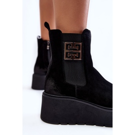 PL5 Bottes en daim pour femmes sur la plate-forme Savira noire massive le noir 8