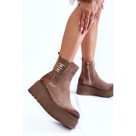 PL5 Bottes en daim pour femmes sur une plate-forme massive Marron clair Savira brun 4