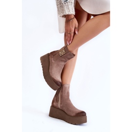 PL5 Bottes en daim pour femmes sur une plate-forme massive Marron clair Savira brun 3