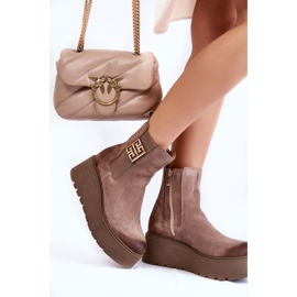 PL5 Bottes en daim pour femmes sur une plate-forme massive Marron clair Savira brun 5