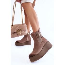 PL5 Bottes en daim pour femmes sur une plate-forme massive Marron clair Savira brun 6