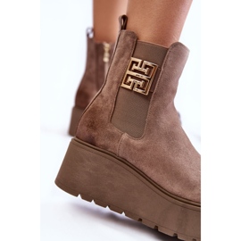 PL5 Bottes en daim pour femmes sur une plate-forme massive Marron clair Savira brun 8