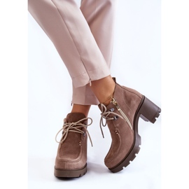 Bottines en daim pour femmes nouées marron clair Marianne brun 7