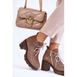 Bottines en daim pour femmes nouées marron clair Marianne brun 4