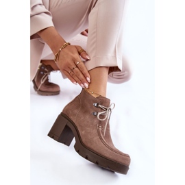 Bottines en daim pour femmes nouées marron clair Marianne brun 9