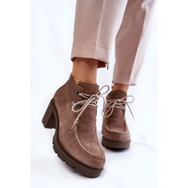 Bottines en daim pour femmes nouées marron clair Marianne brun 5