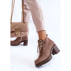 Bottines en daim pour femmes nouées marron clair Marianne brun 3