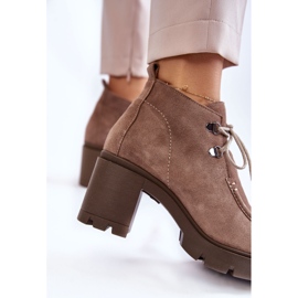 Bottines en daim pour femmes nouées marron clair Marianne brun 6