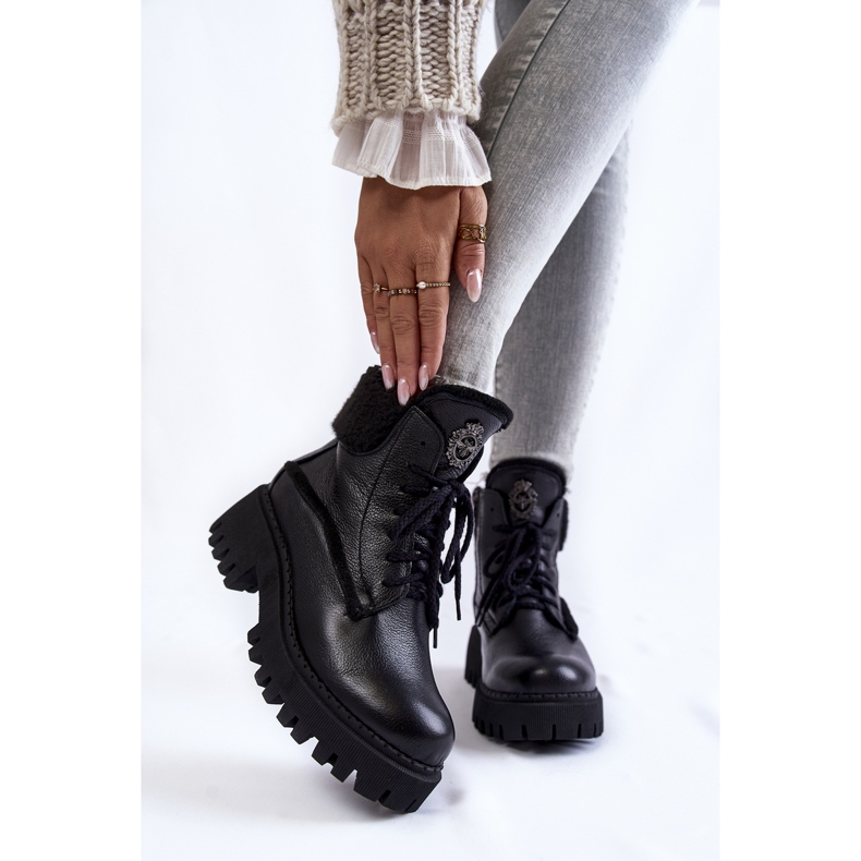 PL5 Bottes trappeur en cuir noir pour femmes Vergo le noir 2