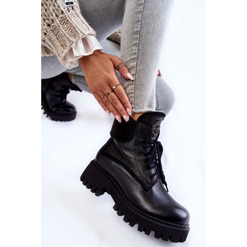PL5 Bottes trappeur en cuir noir pour femmes Vergo le noir 1
