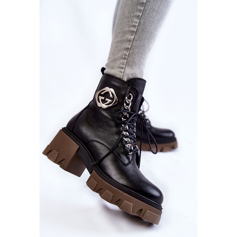 PL5 Bottes chaudes Raynes en cuir noir avec fermeture éclair le noir 2