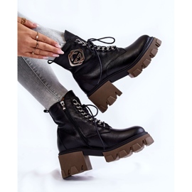 PL5 Bottes chaudes Raynes en cuir noir avec fermeture éclair le noir 8