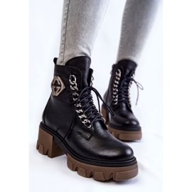 PL5 Bottes chaudes Raynes en cuir noir avec fermeture éclair le noir 6