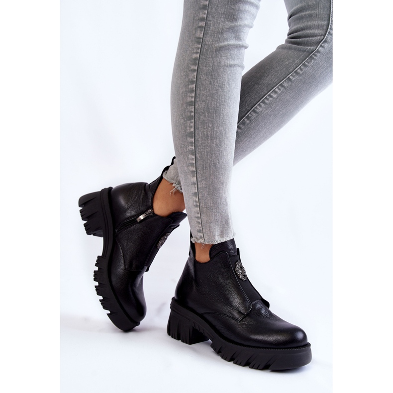 PL5 Bottes en cuir pour femmes avec décoration Maley noire 2