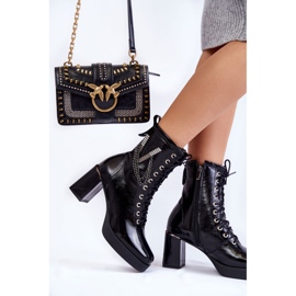 FILIPCZYK Bottines en cuir isolées à la mode avec décoration, noir le noir 3