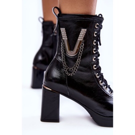 FILIPCZYK Bottines en cuir isolées à la mode avec décoration, noir le noir 4