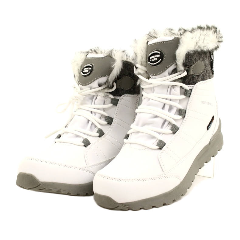Bottes de neige Softshell avec membrane American Club SN26 / 22 en blanc gris 3
