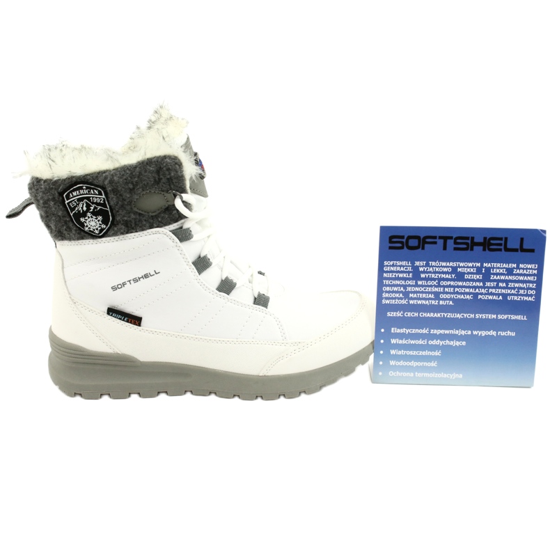 Bottes de neige Softshell avec membrane American Club SN26 / 22 en blanc blanche gris 6