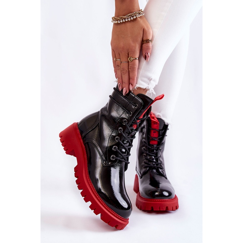 PL4 Botte Femme Vernie La.Fi 250045R-LA Noir-Rouge le noir 1